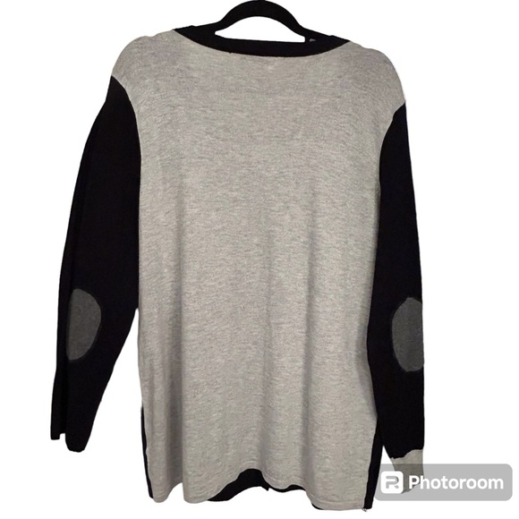 Red Woman Black & Grey Elbow Patch Cardigan with Metal Buttons Size 2X - Picture 2 of 12